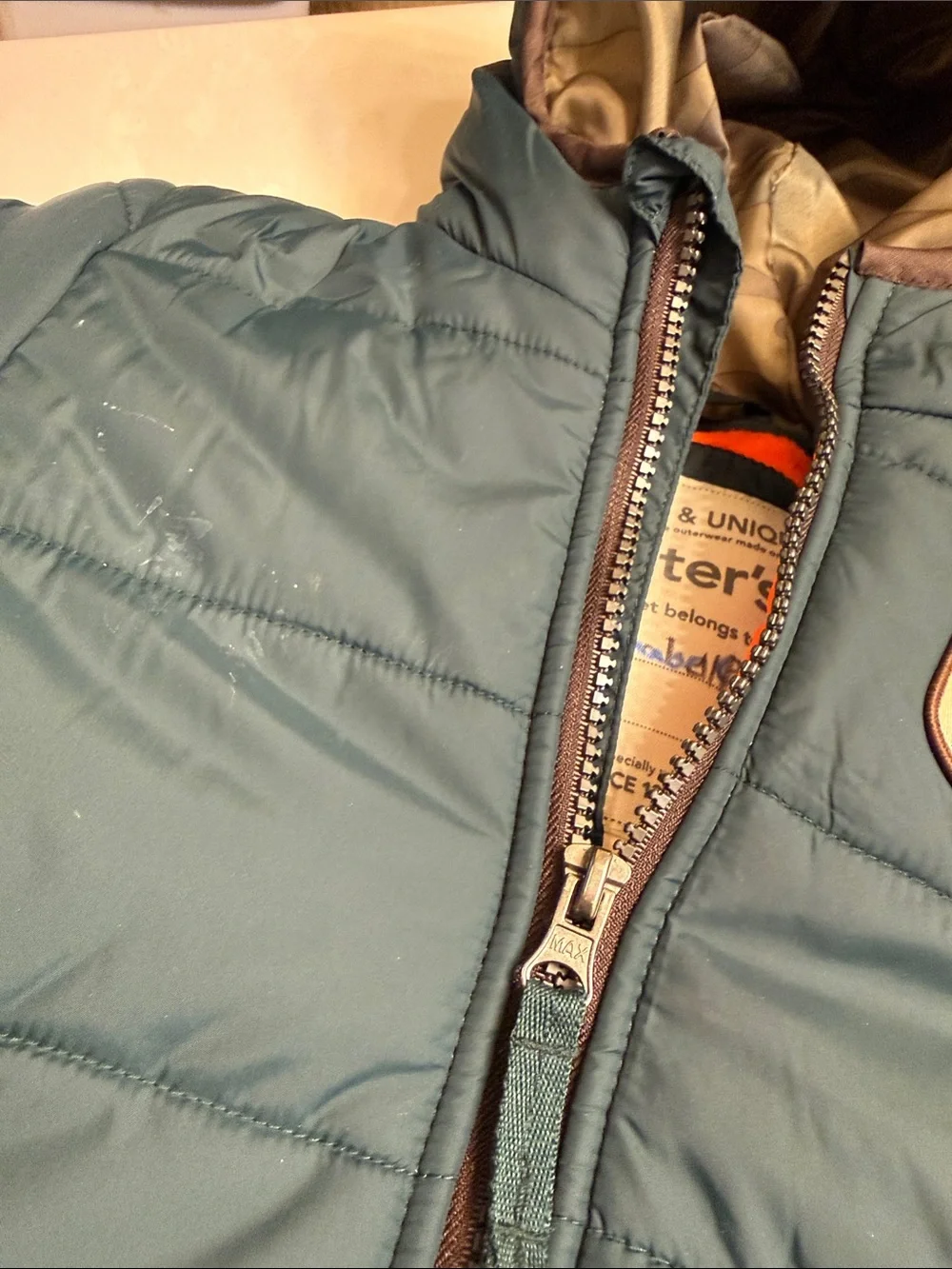 Carter's Teal Kids Puffer Jacket with Hood and Rescue Patch